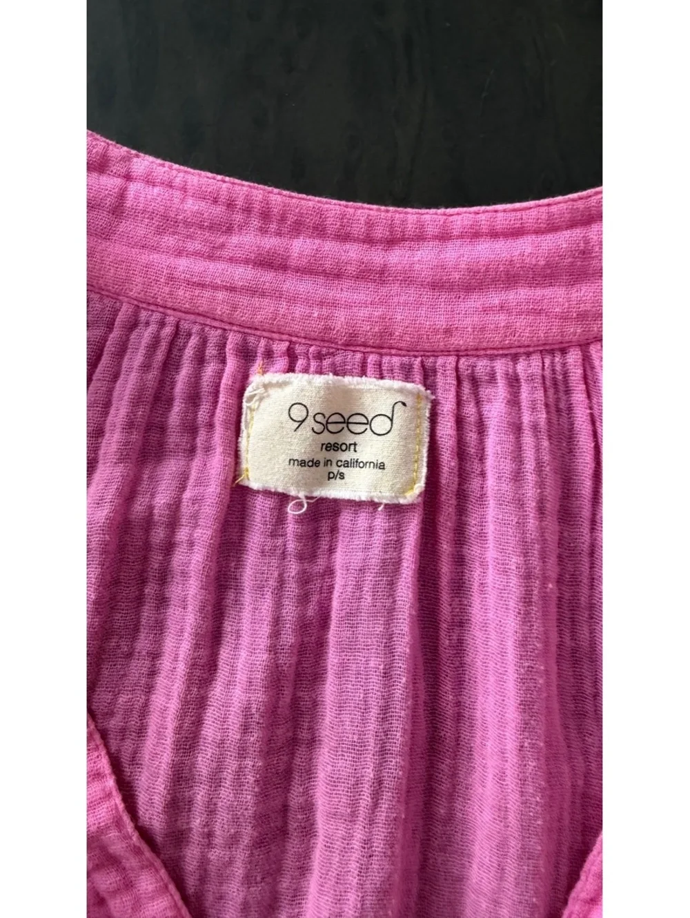 9 Seed Resort Pink Gauze V-Neck Blouse